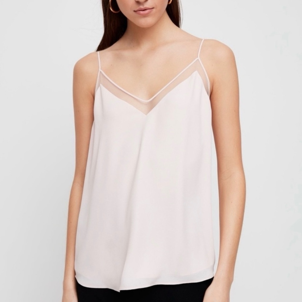 Aritzia Babaton Galen Camisole Top Mesh Detail Pink Rose Quartz Size XS